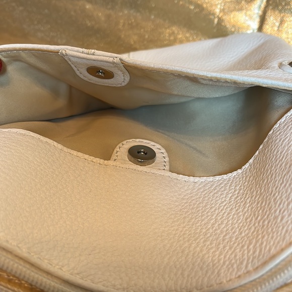 Reduced Quilted White Purse with Tassel and Gold Accents - Picture 10 of 12